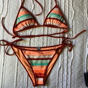 Aerie String Bikini Stripped Set